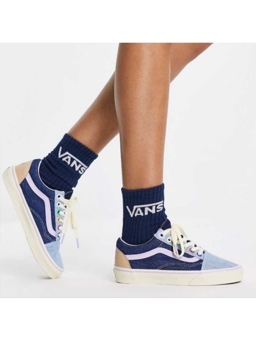 Vans OLD SKOOL x Emma Mulholland ON HOLIDAY Casual Canvas Denim Blue Flowers